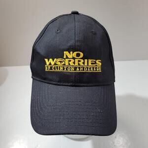 No Worries Clinton Anderson Hat Cap Strap Back Black Yellow Embroidered Mens